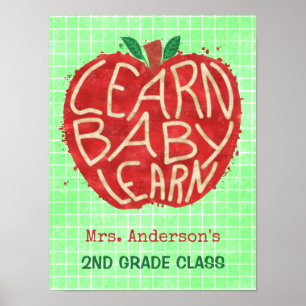 Schullehrer Klassenzimmer Apple   Baby lernen   Na Poster