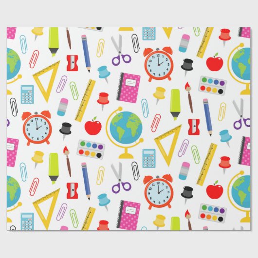 Schullehrer Muster farbenfroh Geschenkpapier (Flach)