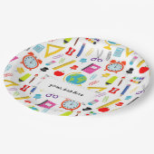 Schullehrer Muster farbenfroh Pappteller (Schrägansicht)