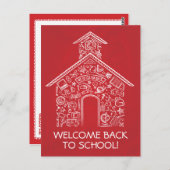 Schullehrer Postkarte - Rot (Vorne/Hinten)