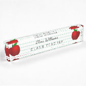 Schullehrer Red Apple Ruled Lined Namensplakette