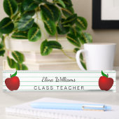 Schullehrer Red Apple Ruled Lined Namensplakette