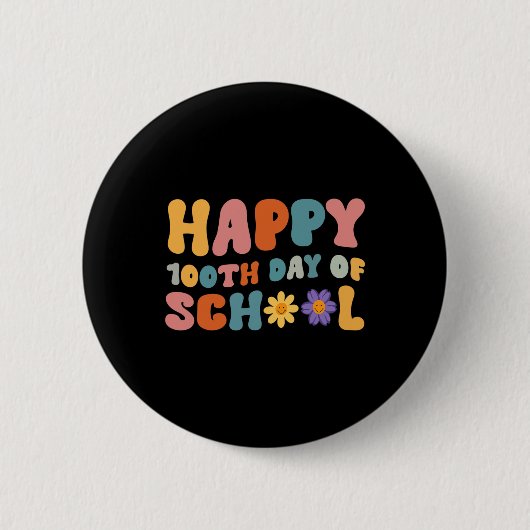 Schullehrer Retro Groovy 100 Tag Button (Vorderseite)