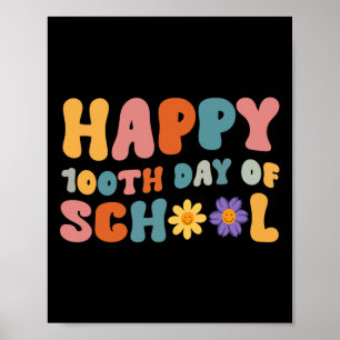Schullehrer Retro Groovy 100 Tag Poster