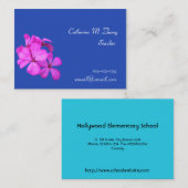 Schullehrer, rosa Blume Visitenkarte (Vorne/Hinten)