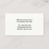 Schullehrer Stilvoller grüner Apple Visitenkarte (Rückseite)