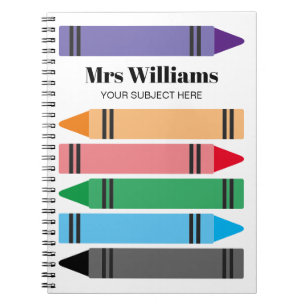 Schullehrerheft mit bunten Stiften Notizblock