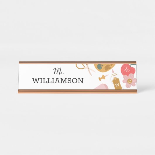 Schullehrerschule liefert Personalisiertes Weiß Schreibtischnamensplakette (Vorderseite )