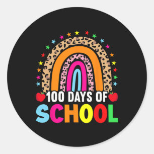 Schullehrertag 100 Tage intelligenter Regenbogen 1 Runder Aufkleber