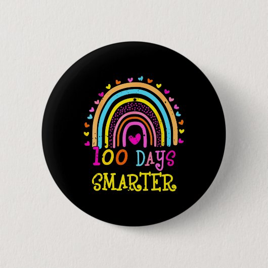 Schullehrertag - 100 Tage intelligenter Regenbogen Button (Vorderseite)