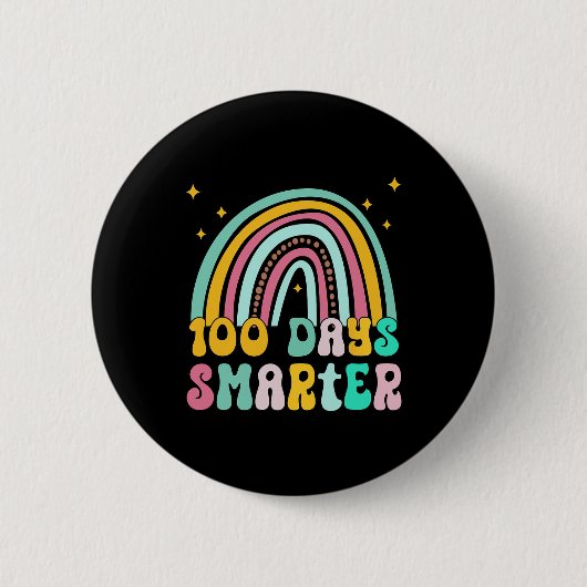 Schullehrertag - 100 Tage intelligenter Regenbogen Button (Vorderseite)