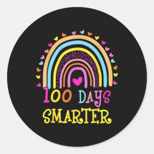 Schullehrertag 100 Tage intelligenter Regenbogen Runder Aufkleber