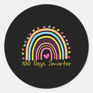 Schullehrertag 100 Tage intelligenter Regenbogen Runder Aufkleber