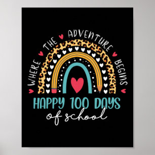 Schullehrertag 100 Tage Regenbogen Leopard Boh Poster