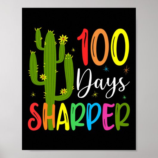Schullehrertag - 100 Tage Sharper Cactus Poster (Vorne)