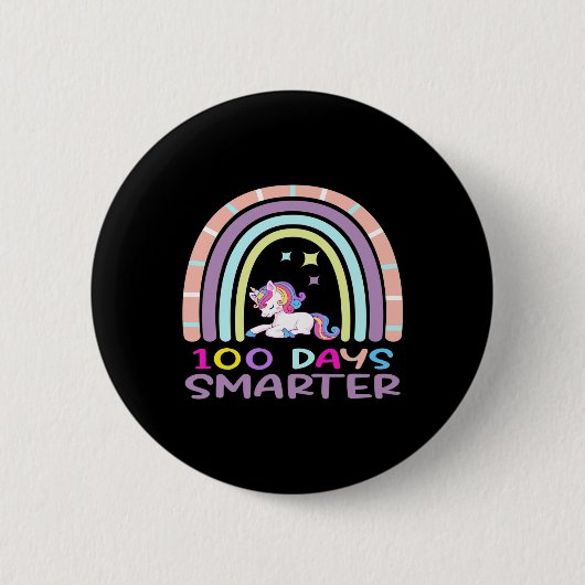 Schullehrertag 100 Tage Smarter Regenbogen Uni Button (Vorderseite)