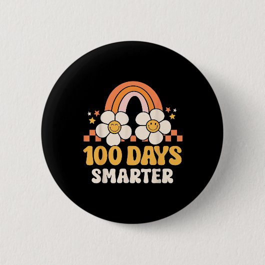 Schullehrertag 100 Tage Smarterer Regenbogenkid Button (Vorderseite)