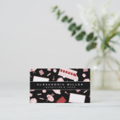 Schullehrmuster | Schwarz-weiß und rosa Visitenkarte (Stehend Vorderseite)