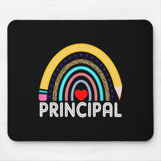 Schulleiter Boho Regenbogen Leopard Zurück zur Sch Mousepad (Vorne)