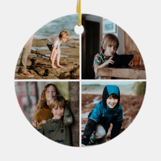 Schullogo mit Vier-Foto-Rückseite Keramik Ornament