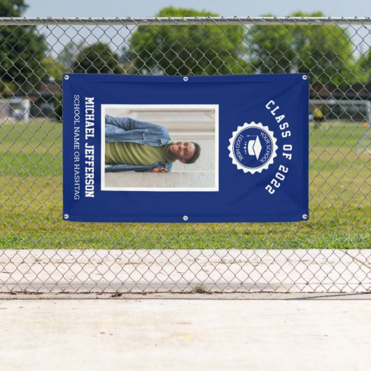 Schullogo oder Maskottchen Blue Foto Abschluss Banner (Insitu)