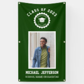 Schullogo oder Maskottchen Grüner Foto Abschluss Banner (Vertikal)