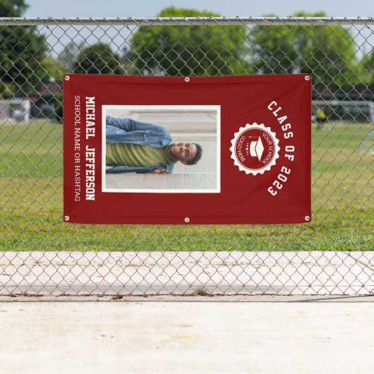 Schullogo oder Maskottchen Maroon Foto Abschluss Banner (Insitu)