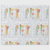 Schulmädchen mit Oversified School Stationery Geschenkpapier (Flach)