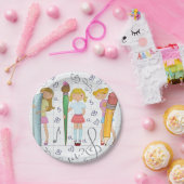 Schulmädchen mit Oversified School Stationery Pappteller (Party)