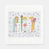 Schulmädchen mit Oversified School Stationery Serviette (Vorderseite)