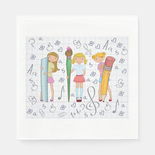 Schulmädchen mit Oversified School Stationery Serviette (Vorderseite)