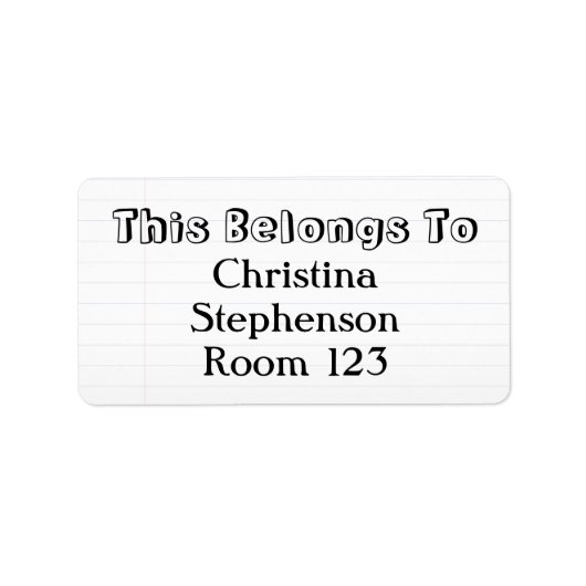 Schulmarken mit Personalisiertem Namen Adressaufkleber (Vorne)