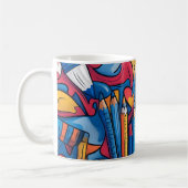 Schulmaterial mit einer lebendigen Farbpalette. Di Kaffeetasse (Links)