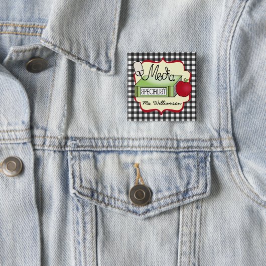 Schulmedium-Spezialist - grauer Gingham Button (Beispiel)