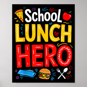 Schulmittagessen-Held groovy Cafeteria-Mitarbeiter Poster