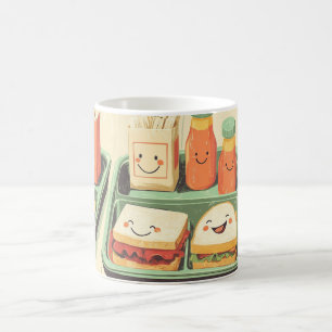 Schulmittagessen-Tablett in einem "kawaii"-Stil il Kaffeetasse