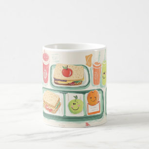 Schulmittagessen-Tablett in einem "kawaii"-Stil il Kaffeetasse