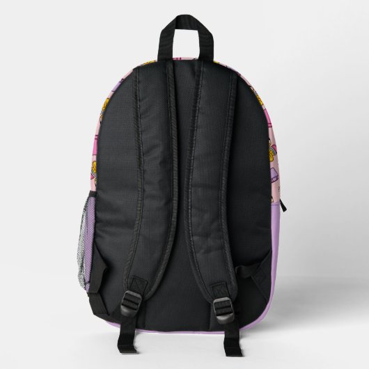 Schulmuster Custom Pink und Lila Bedruckter Rucksack (Rückseite)