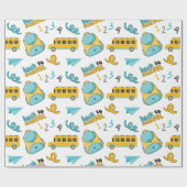 Schulnahtloses Umschlagpapier: Zahlen, Tasche, Bus Geschenkpapier (Flach)