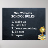 Schulordnung Chalkboard-Klasse Poster (Vorne)