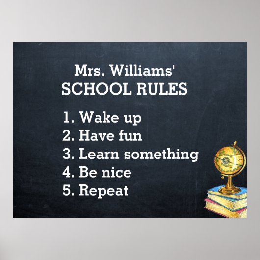 Schulordnung Chalkboard-Klasse Poster (Vorne)