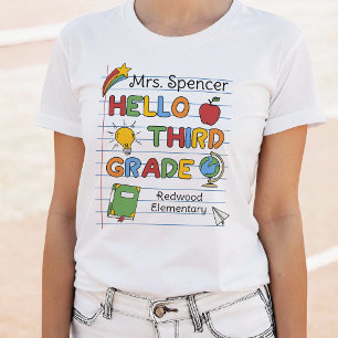 Schulpapier & Kritzeleien Hallo Dritte Klasse T-Shirt