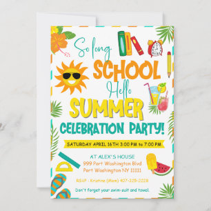 Schulparty Abschied von der Schule, Hallo Sommer Einladung