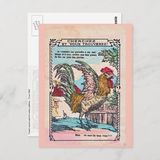SCHULPREISKARTE "ROOSTER" (1900) POSTKARTE (Vorne/Hinten)