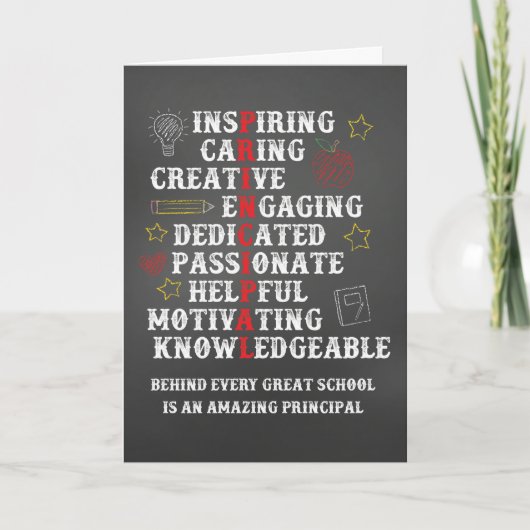 Schulprinzessorin Dank Chalkboard Karte (Vorderseite)