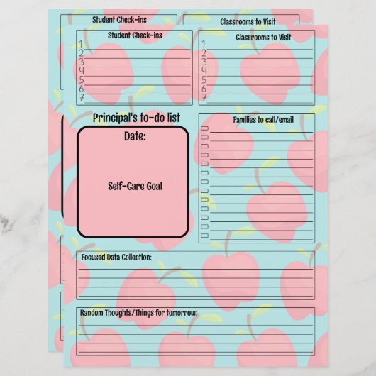 Schulprinzips - benutzerdefinierbare Aufgabenliste (Vorne/Hinten)