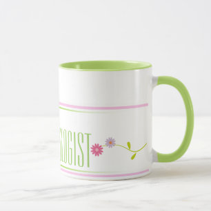 Schulpsychologe-rosa und grüne Kaffee-Tasse Tasse