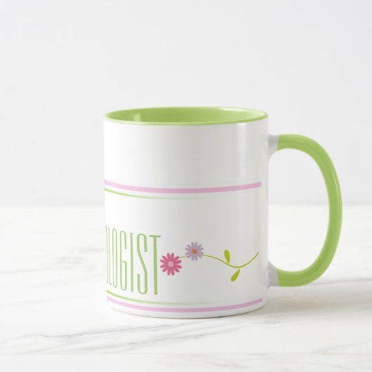 Schulpsychologe-rosa und grüne Kaffee-Tasse Tasse (Rechts)