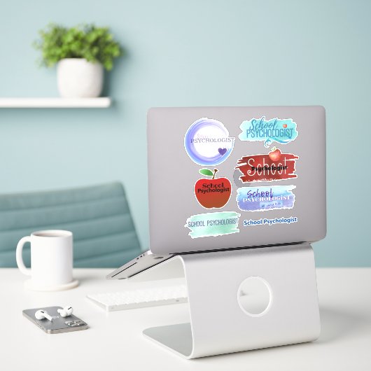Schulpsychologin-Sammlung "Contour Sticker Collect (Laptop auf Schreibtisch)