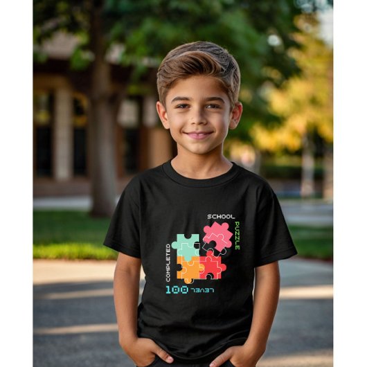 Schulpuzzle Stufe 100 Tage Schulkinder T-Shirt